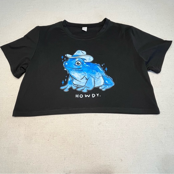 Women's Gentle Cowboy Frog Crop Top - Size Large - Picture 5 of 13